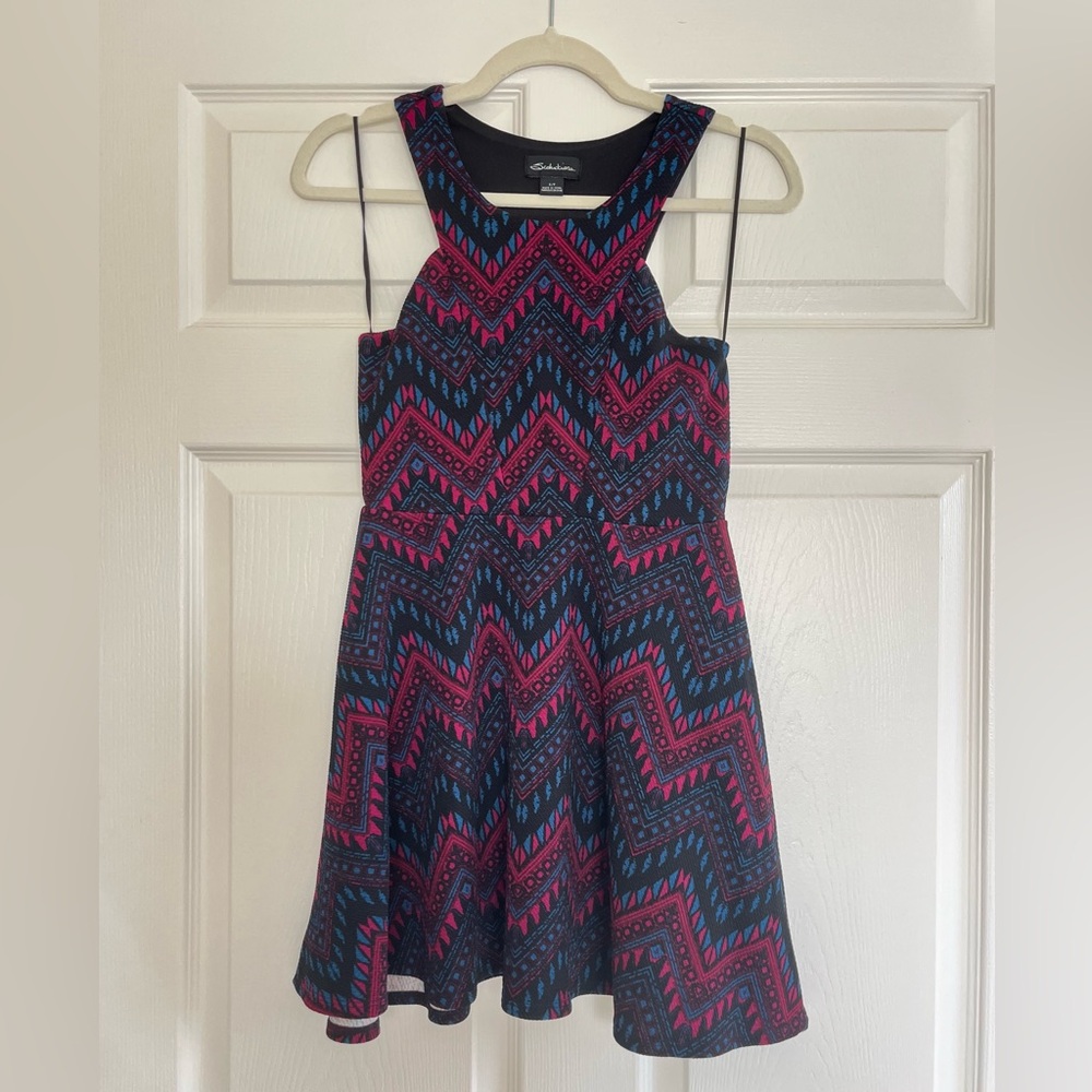 Pink and Blue Zigzag Kids Dress